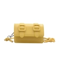 Mini bright yellow leather Cambridge bag with chunky chain strap and flap closure - Yellow