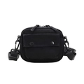 Classic black canvas crossbody bag for kids with adjustable strap and dual zippers - Black