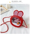 Bolso de conejo rojo para niños con orejas de lentejuelas y detalle de zanahoria en blanco - Rojo