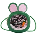 Bolso bandolera verde para niños con orejas de conejo y ventana de lentejuelas zanahoria - Verde