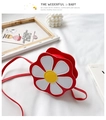 Graziosa borsa a tracolla floreale rossa e bianca per bambine con elegante centro giallo - Rosso