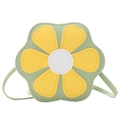 Mini borsa a tracolla floreale per bambine in pelle PU verde menta e petali gialli - Verde