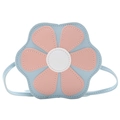 Mini borsa a tracolla floreale per bambine in ecopelle patchwork azzurra e rosa - Blu