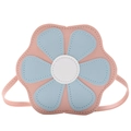 Pink and blue flower-shaped crossbody bag for girls with detailed white stitching - Pink