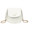 White semi-circle girls mini crossbody bag with gold chain strap and button detail - White
