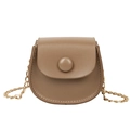 Mini saddle-shaped crossbody bag for girls in brown PU leather with golden chain strap - Tan