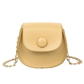 Mini yellow saddle bag for girls with gold chain strap and circular buckle closure - Light Yellow