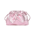 Sac nuage plissé rose métallisé élégant avec une bandoulière réglable pour femme - Rose