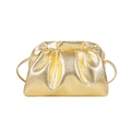 Sac pochette nuage plissé doré métallisé élégant avec fine bandoulière pour femme - Or