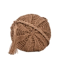 Handgemaakte ronde stro crossbodytas in lichtbruin met decoratieve kwastjes - Rond / Rond Khaki