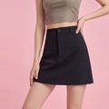 Klassischer schwarzer A-Linien-Minirock mit hoher Taille und Einzelknopf - S / Schwarz