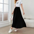 Eleganter schwarzer Plissee-Rock mit hoher Taille und fließender A-Linien-Silhouette - S / Schwarz