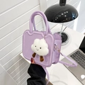 Chic lavender square crossbody bag with handle and plush cloud charm for women - Purple