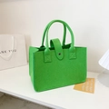 Minimalist vibrant green felt tote bag with metal buckle closure for casual shopping - Light Green