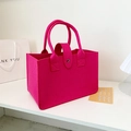 Felt tote bag in vibrant magenta color with snap closure and sturdy handles - Rose Pink