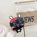 Lindo bolso bandolera de conejo negro para niñas con lazo rojo y orejas en 3D - Negro