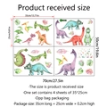 Détail du lot de 4 stickers muraux dinosaures aquarelle avec dimensions de décoration - Style Dinosaure (ZSZ2861)