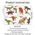 Tableau des tailles détaillé pour stickers dinosaures 4 pièces avec dimensions PVC - Style Dinosaure (ZSZ2862)