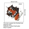 Adesivo murale 3D gatto tigre 30x30cm PVC impermeabile per bagno e decorazione casa - 30*30cm