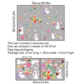 Especificaciones de tamaño detalladas para pegatinas estáticas de Pascua con conejos - Juego de Pegatinas Estándar