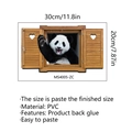 Detailed view of 3D panda window wall sticker with 30x20cm size and PVC material specifications - Style MS4005 / 30x20cm