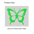 Gedetailleerde maattabel voor groene 3D vlinder muurstickers van 8 cm bij 6,6 cm groot - Groene Stijl B