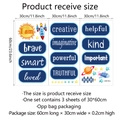 Space themed wall decals with inspirational English words for kids room decoration - 30*60cm*3PCS
