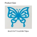 Detail blauwe 3D vlinder muurstickers met afmetingen en specificatie van de 10-delige set - Blauwe Holle Stijl A