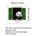 3D panda wall sticker with green shutters pattern, self-adhesive PVC decal 30x30cm - Style MS4006 / 30x30cm