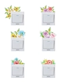 Set of 6 white square light switches with colorful hand-painted floral designs - Various Floral Set (MS6010-Z)