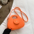 Sacoche selle chic en feutre orange avec texture crocodile et poignée haute - Orange