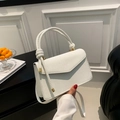 Elegant white square crossbody bag with knot handle and animal skin texture finish - White