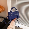 Bolso de mano azul eléctrico en cuero PU de estilo vintage con bandolera y doble asa - Azul