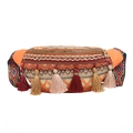 Bohemian Bauchtasche mit bunten Quasten und geometrischem Webmuster-Design - Orange