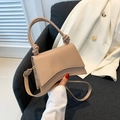 Sac à main beige élégant en forme de sablier avec poignée nouée et base incurvée - Kaki