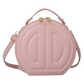 Chic pale pink octagonal crossbody bag with embossed double D design and golden zipper - Pink