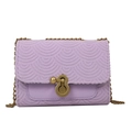 Chic light purple chain crossbody bag with wave texture fabric and golden toggle clasp - Purple