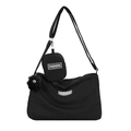Black nylon crossbody pillow bag with small detachable pouch and plush keychain charm - Single Bag / Black