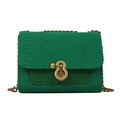 Fashionable emerald green chain crossbody bag with wavy quilting and gold buckle lock - Green