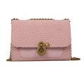 Chic pink chain crossbody bag with wavy embossed texture and matte gold round lock - Pink