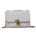 Sac à bandoulière blanc élégant en tissu texturé avec chaîne en métal dorée - Blanc