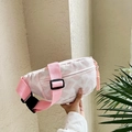 Marsupio rosa e bianco con trama geometrica, cinturino regolabile e stile casual moderno - Rosa