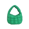 Mini quilted cloud bag in vibrant green featuring puffy fabric and padded top handle - Green