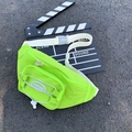 Neon green Oxford cloth waist bag with adjustable white strap and fashion patch - Fluorescent Green