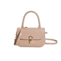 Borsa a tracolla beige chiaro a coccodrillo con fibbia metallica a U dorata - Cachi