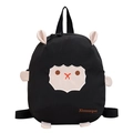 Cute black sheep cartoon backpack for girls with 3D ears and soft fabric finish - Black