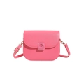 Fashionable bright pink PU leather saddle bag with gold hardware and adjustable strap - Pink