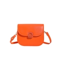 Minimalist bright orange saddle bag in matte faux leather with an adjustable strap - Orange