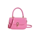 Borsa rosa effetto coccodrillo con manico strutturato e chiusura dorata elegante - Rosa