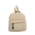 Cream corduroy backpack with front pocket and zipper closure in a minimalist style - Khaki